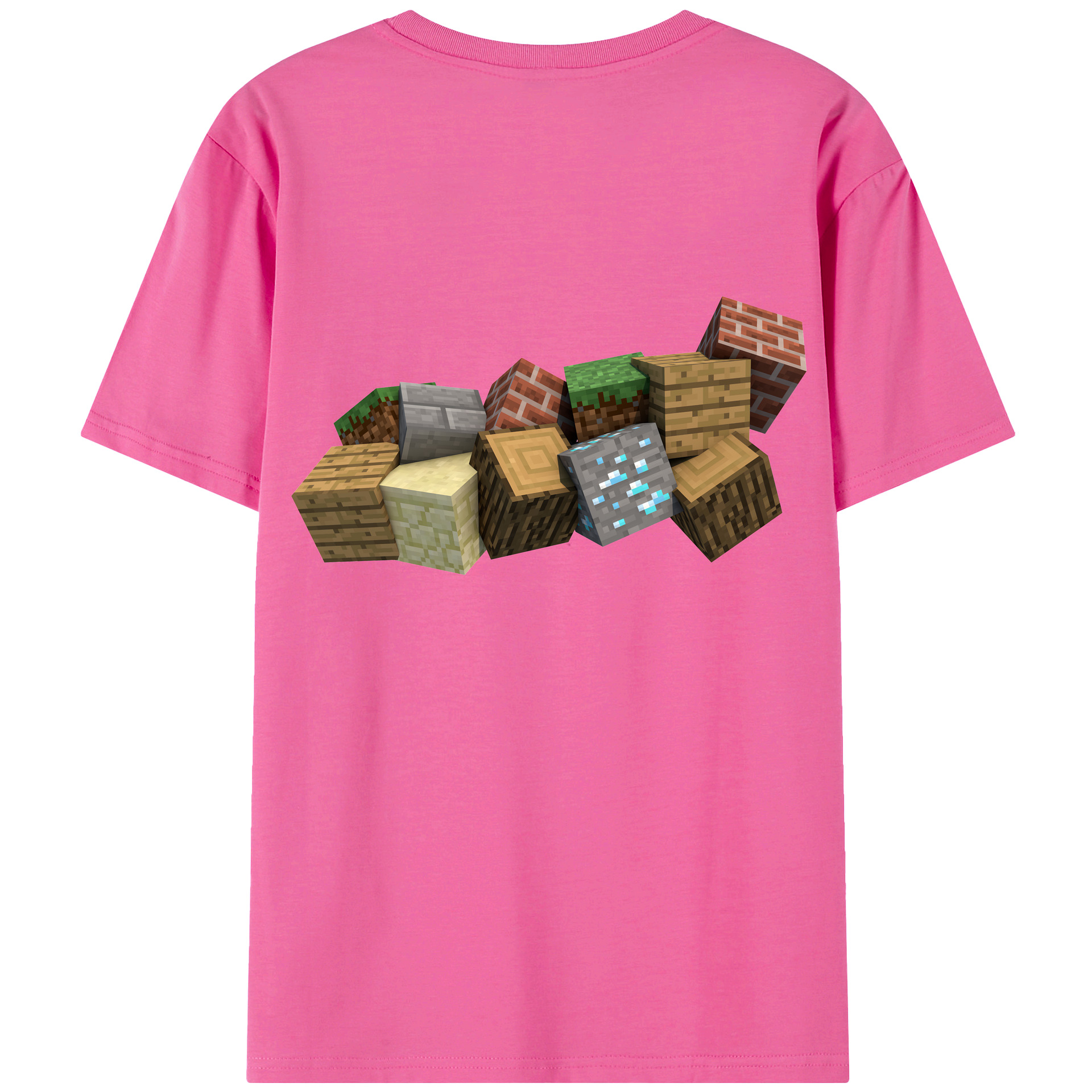 （画像用） マインクラフト ブロックの世界 Minecraft MC Block world レディース半袖Tシャツ(バックプリント)